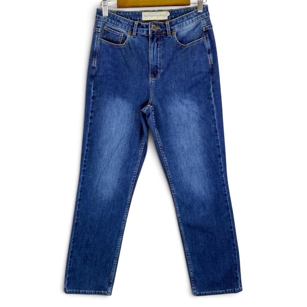 Soft Surroundings Straight Leg Ankle Jeans Blue High Rise Womens Size 6